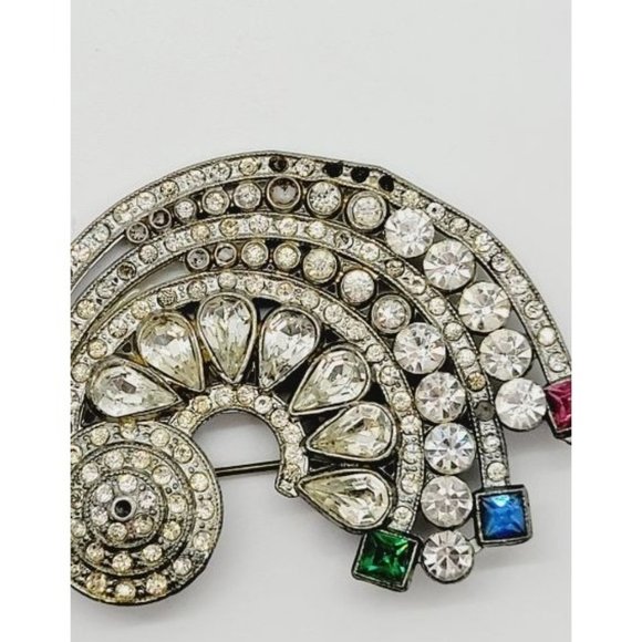 Vintage Large Statement Rainbow style Crystal Rainbow Brooch Pin - Picture 2 of 5